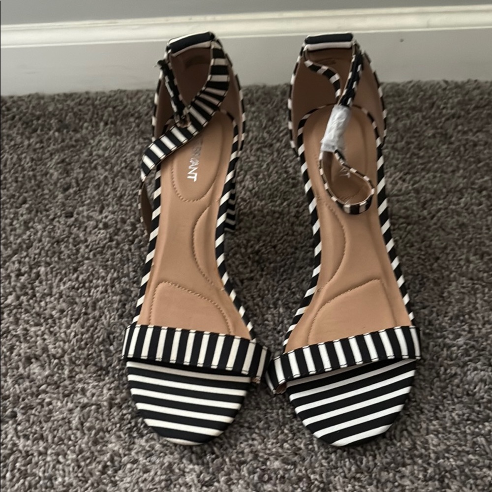 Lane Bryant Black and White Heels with Ankle Strap